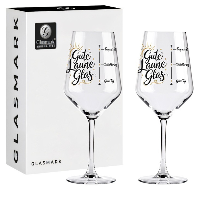 Image of Xl Wine Glasses 580ml " Glass" With Fill Line (good Day / Bad Day / Don't Ask) - Large Red Wine Glasses, Funny Gift For Women, Wine Lovers & Birthday