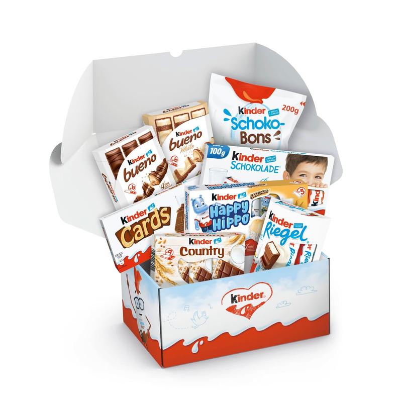 E-shop Ferrero Kinderschokolade Probier-Box 1200 g – Mix aus Kinder Bueno, Kinderriegel & Schokobons, ideal zum Teilen