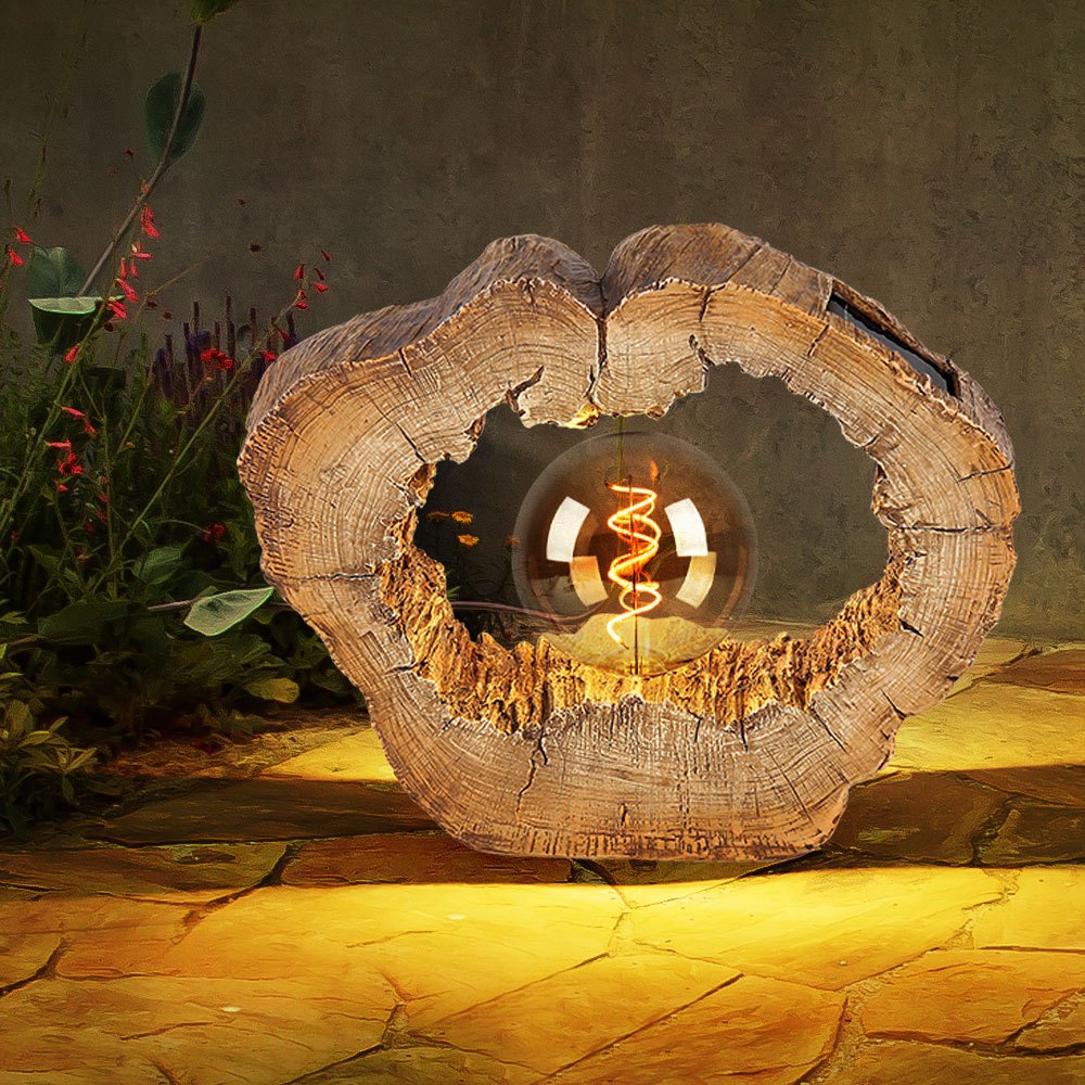 Image of Outdoor Solar Lamp Garden Solar Light Led Solar Outdoor Lamp Garden Decoration Tree Disc Wood , Plastic, 1x Led Warm White, Lxwxh 30.5x8.5x25.5 Cm