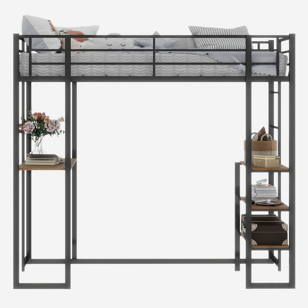 90x190 Cm Bunk Bed With Dual Ladders, Lower Section Usable As Desk, Storage, Or Play Area, Space- Loft Bed For Apartments, Dorm Rooms, Shared