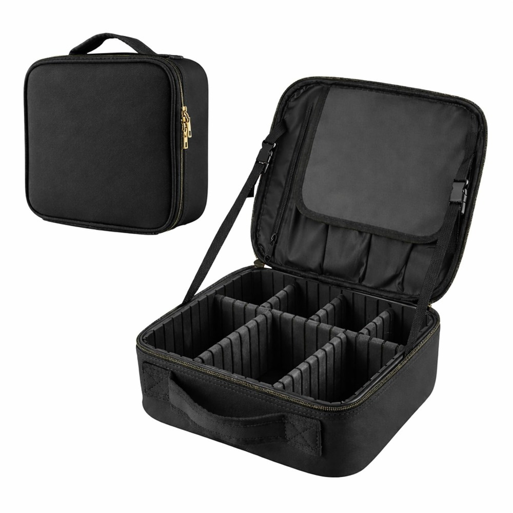 Makeup Train Case Cosmetic Travel Box with Adjustable Compartments