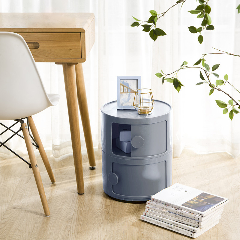 Grey Two-Layer Office Supplies Storage Cabinet