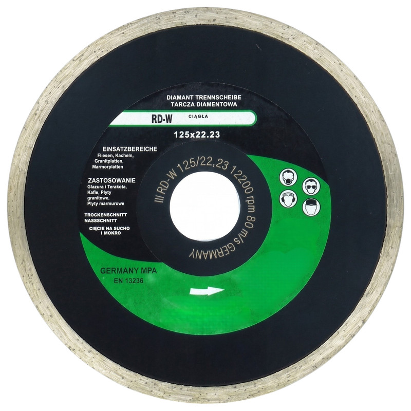 Image of Diamond Cutting Disc 125x22.2 Mm For Porcelain Tile, Glazed Terracotta Tiles, Dry And Wet Cutting