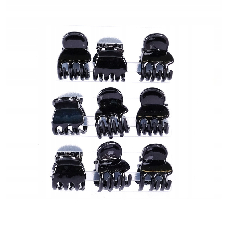 Image of 9pcs. Small Hair Slides, Frog Hair Clips, Black Mini Clips For Hair Styling, Hair Accessories