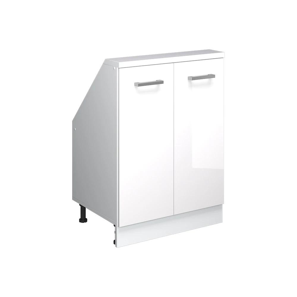 High-gloss White 60 Cm Kitchen Cabinet For Sloped Ceilings With 2 Doors, Under-slope Cabinet, Sloped Ceiling Furniture, Sloped Ceiling Cabinet, 16 Mm Chipboard