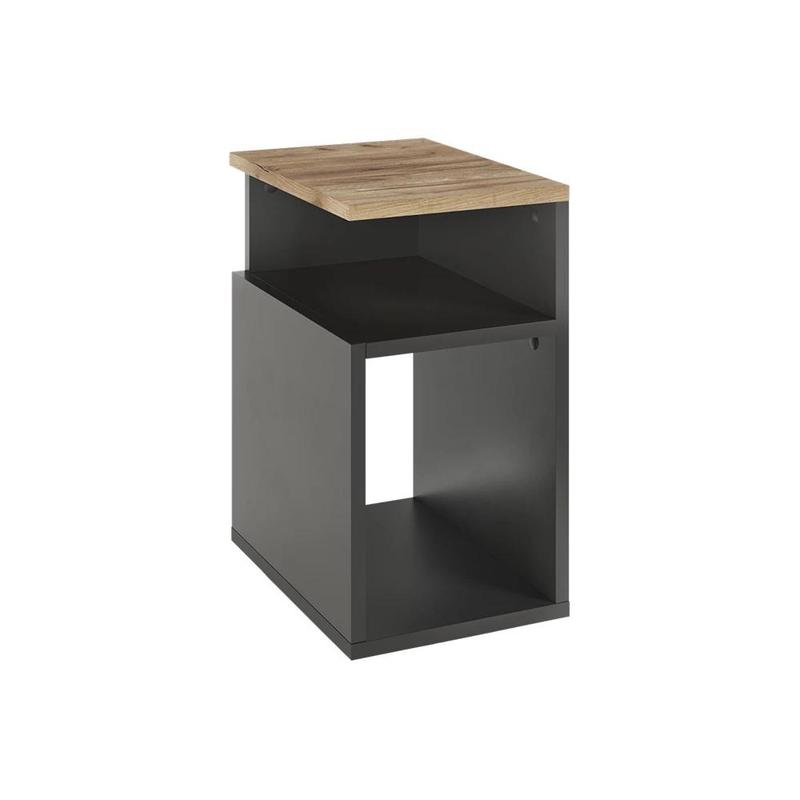 Image of Nightstand Elios Anthracite/gold Oak 25 X 45.3 Cm Night Cabinet Night Commode Nightstand Side Table Chipboard, 16 Mm