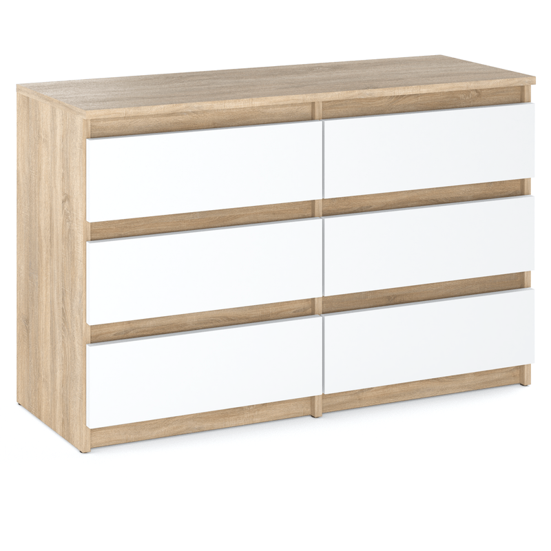 Image of Oak White Matte 100 Cm Drawer Dresser Tv Cabinet Living Room Furniture