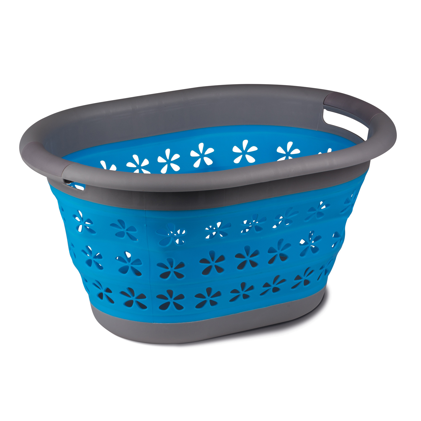 Foldable Laundry Basket - 50x35.7x27cm - Folded Height 6cm - Blue - 20 Liter Collapsible - Laundry Bin - Laundry Tub