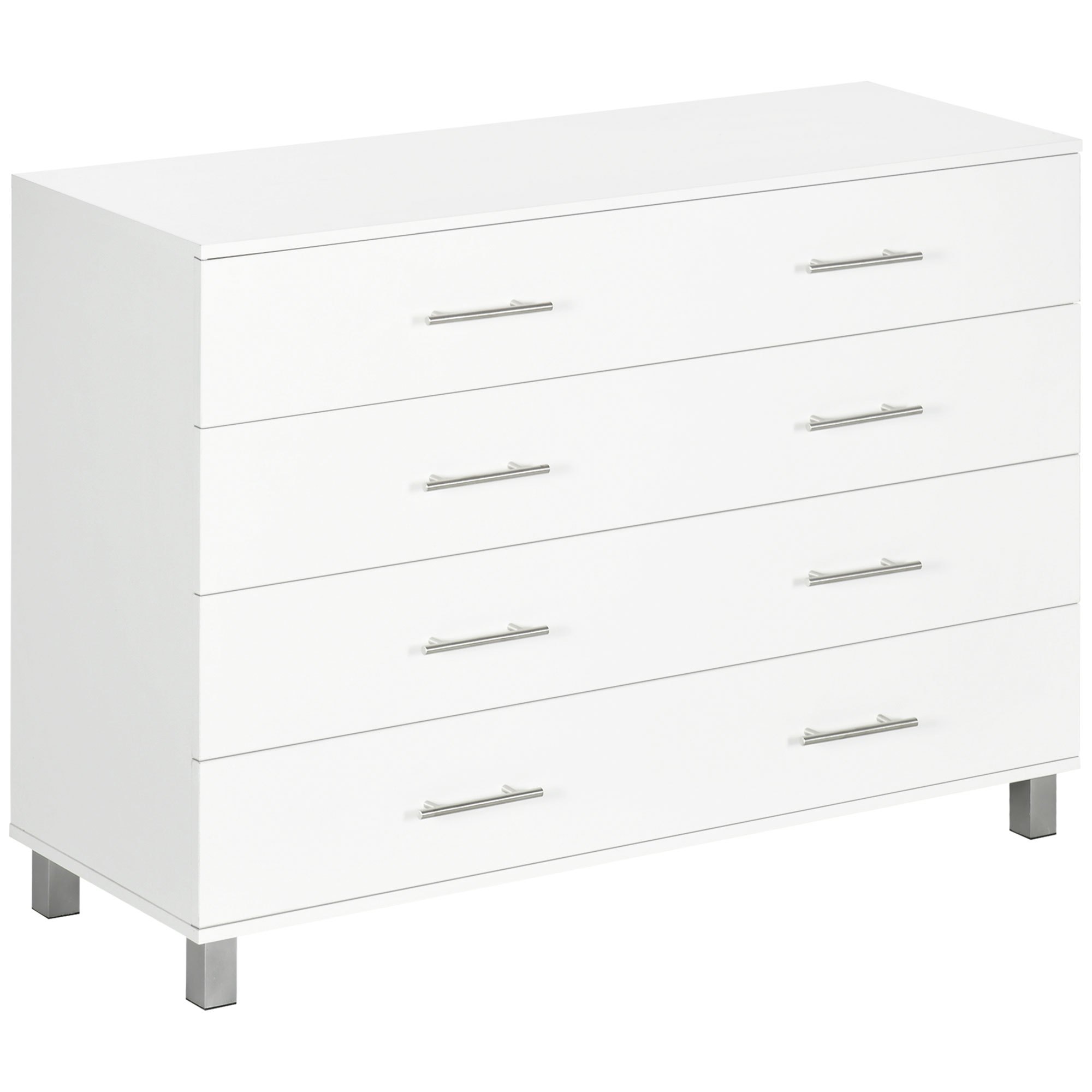 TEMU HOMCOM con 4 Cajones de Dormitorio de Madera con Patas de Noche Moderno para Salon Oficina Entrada 112x38, 2x81 cm
