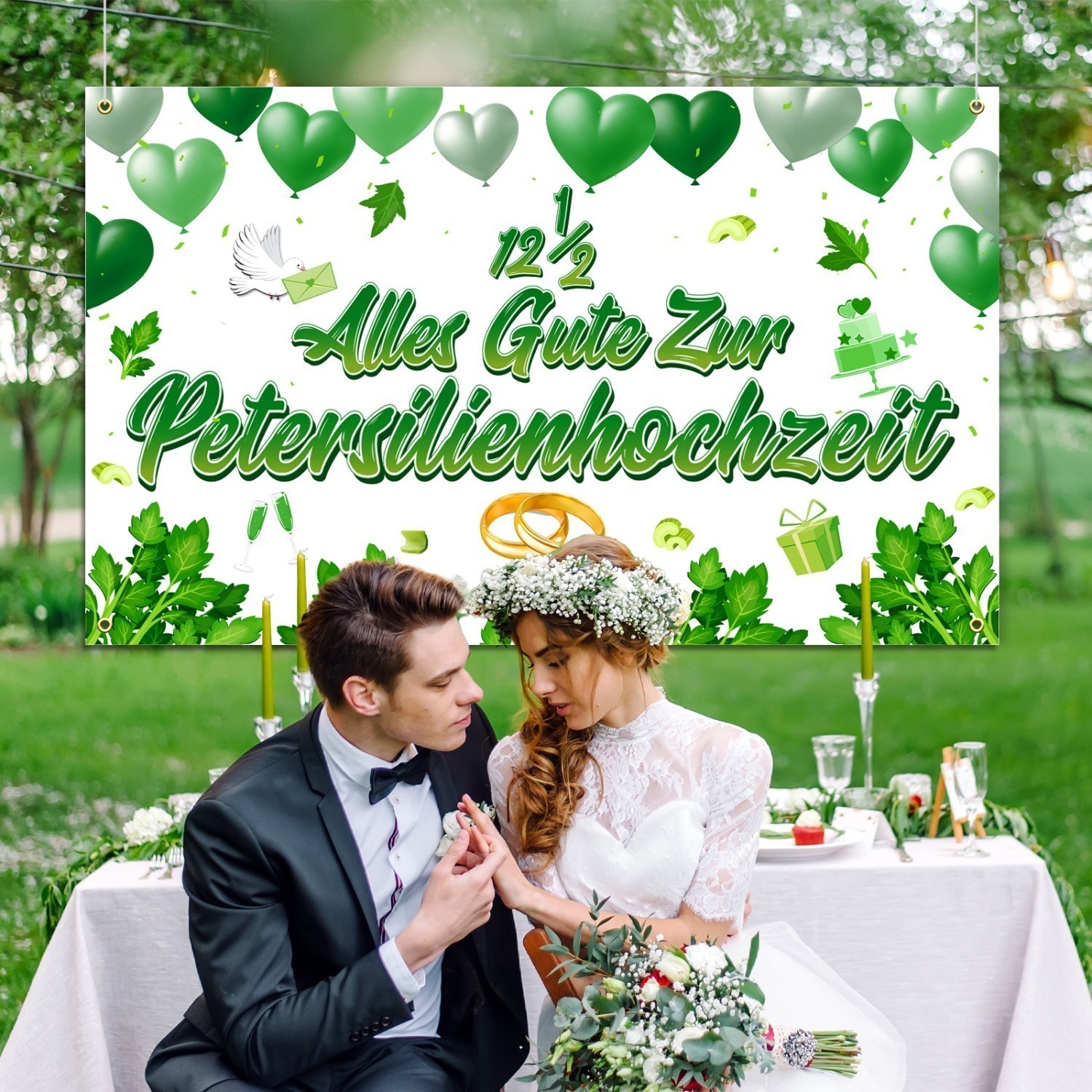 TEMU For The Parsley Wedding Banner 150 Decoration For 12.5 Wedding Day Parsley Wedding Garden Outdoor Decoration, Couple 12.5 Years Wedding Day