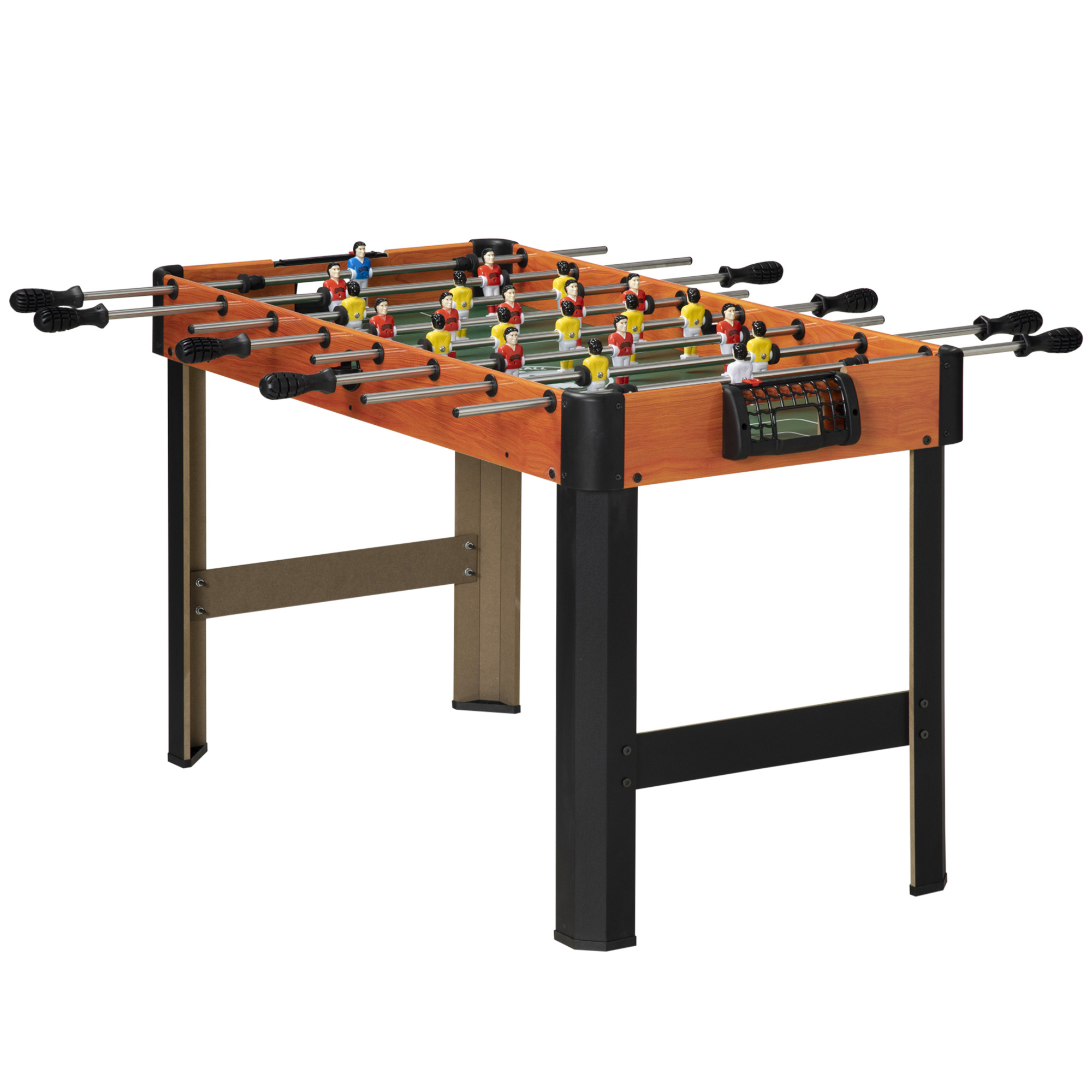 TEMU Homcom Wooden Foosball Table For Kids Aged 7+ - 118x104x69 Cm, Includes 2 Balls, 8 Handles, 2 Scoreboards, 22 Players, Family Parties - Black