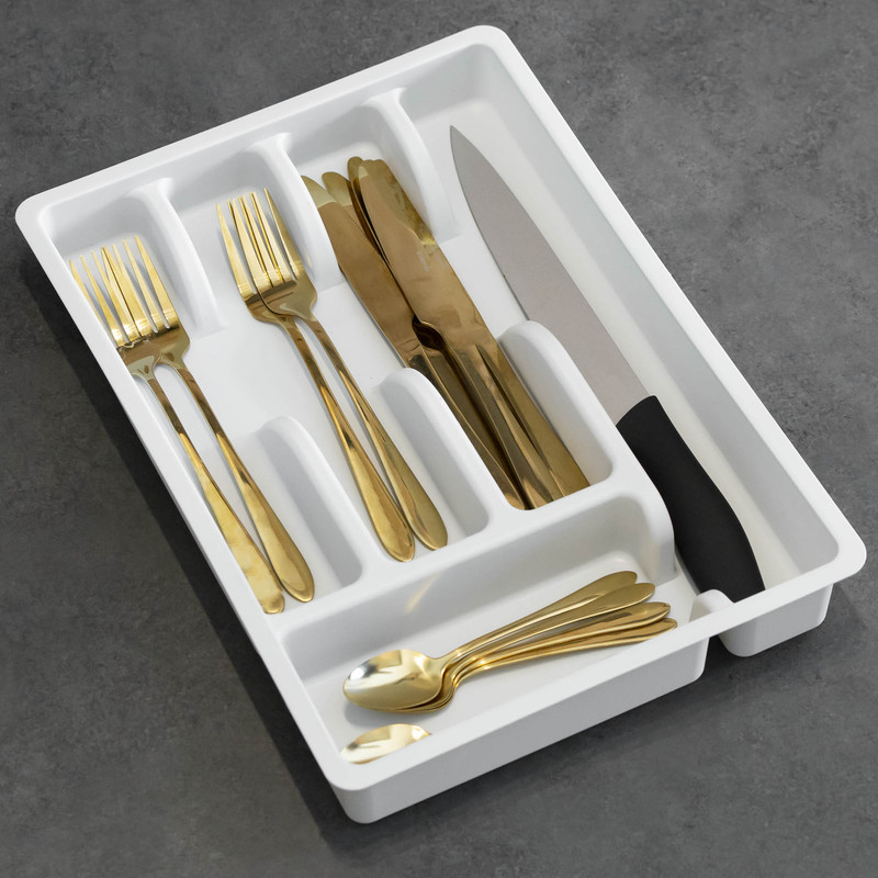 Insert Drawer For Cutlery Organizer Kitchen Drawer Organizer - Durable Cutlery Tray With Compartments, Space- Design, Easy Assembly, For Modern Or Traditional Kitchens, Cutlery Container For