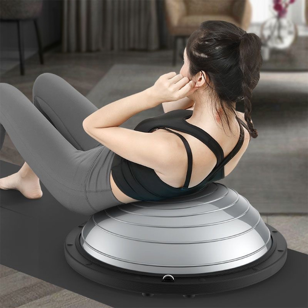 Image of Portable Half Balance Trainer Dome, Inflatable Stability Half‑ball With Resistance Bands, Home Gym Gear For Pilates, Yoga, Core & Full‑body Workouts