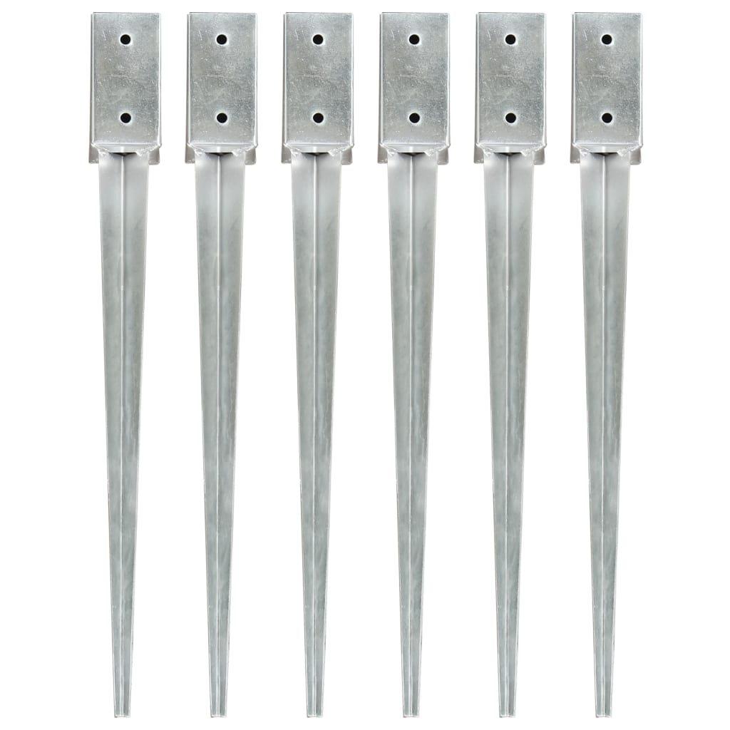 6x Ground Spike Ground Anchor Ground Sleeve Ground Sleeve Ground Anchor Post Holder Silver 7x7x75cm Galvanized Steel