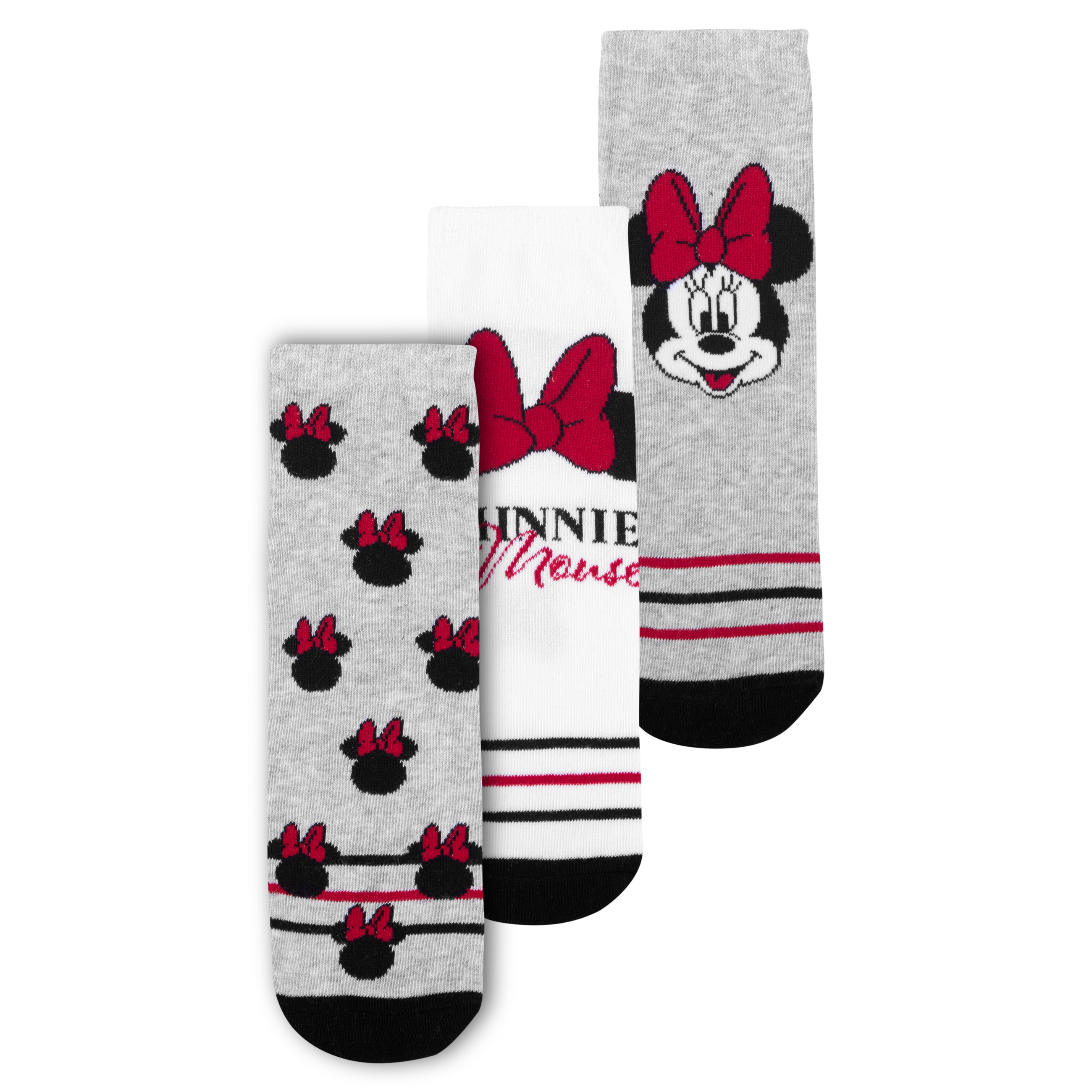 Mouse Socks For Women - Sneaker Women's Socks Grey/white (3-pack)