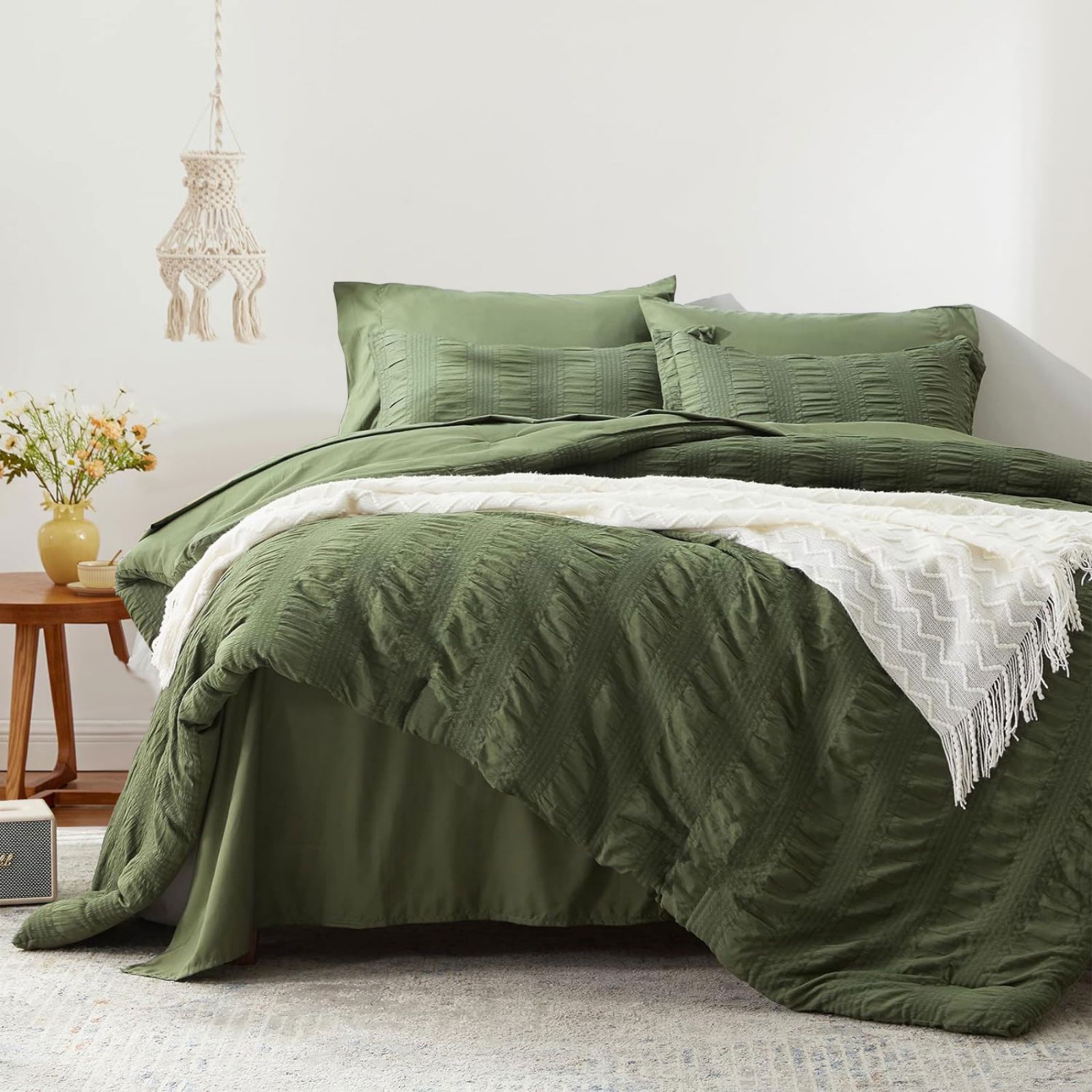 

Seersucker Bedding Set With Embossed Stripes, Bedding Set, Solid Color, Brushed Microfiber, Soft Duvet Cover With Zipper And 1 Pillowcase 80x80cm