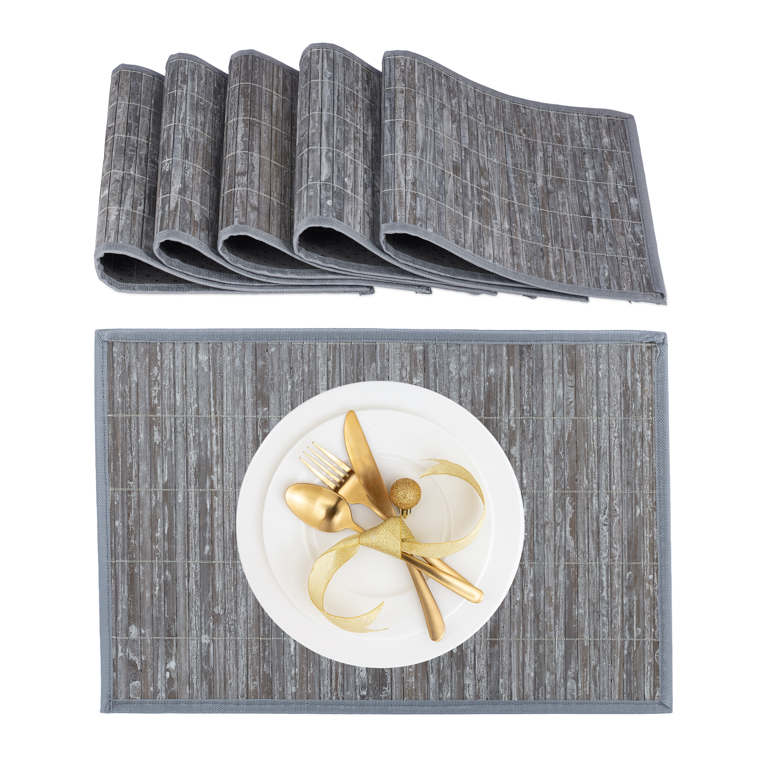 6pcs. Table Set In Grey - 45 X 30 Cm