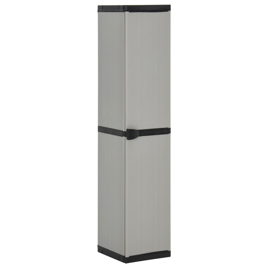 Image of Vidaxl Garden Storage Cabinet With 3 Shelves, Garden Shed, Side Cabinet, Tool Cabinet, Household Cabinet, Plastic Cabinet, Grey Black, 34x40x168cm