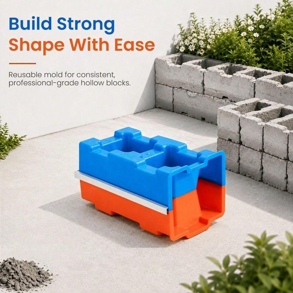 TEMU Reusable Plastic Hollow Brick Molds, Interlocking Cement Concrete Wall Building Block Mold 32x16x17cm