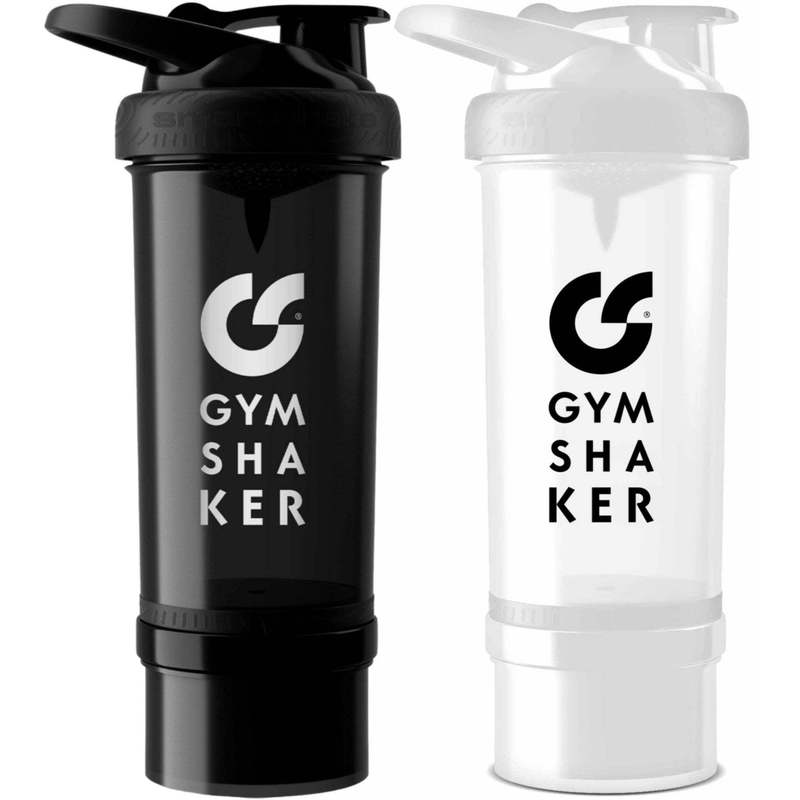 Protein Shaker With Powder Compartment 600ml - Leakproof Dishwasher Safe - Bpa Free - Shaker For Protein Shakes - 2 Pack - Black & White