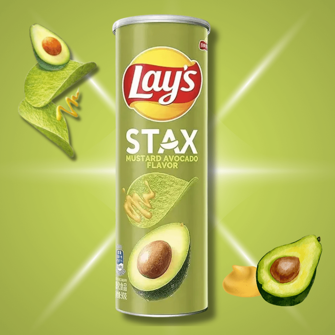 Lay's Stax Mustard Avocado Chips 90g - Crispy Potato Chips With Mustard & Avocado Flavor
