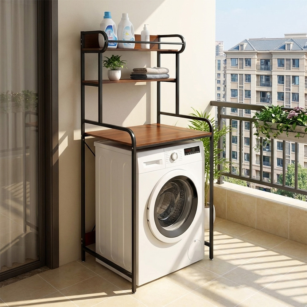 TEMU 3-tier Storage Rack Washing Machine/dryer/fridge Top Shelving Bathroom Space-saving Organiser Freestanding Utility Room Storage Unit Wooden