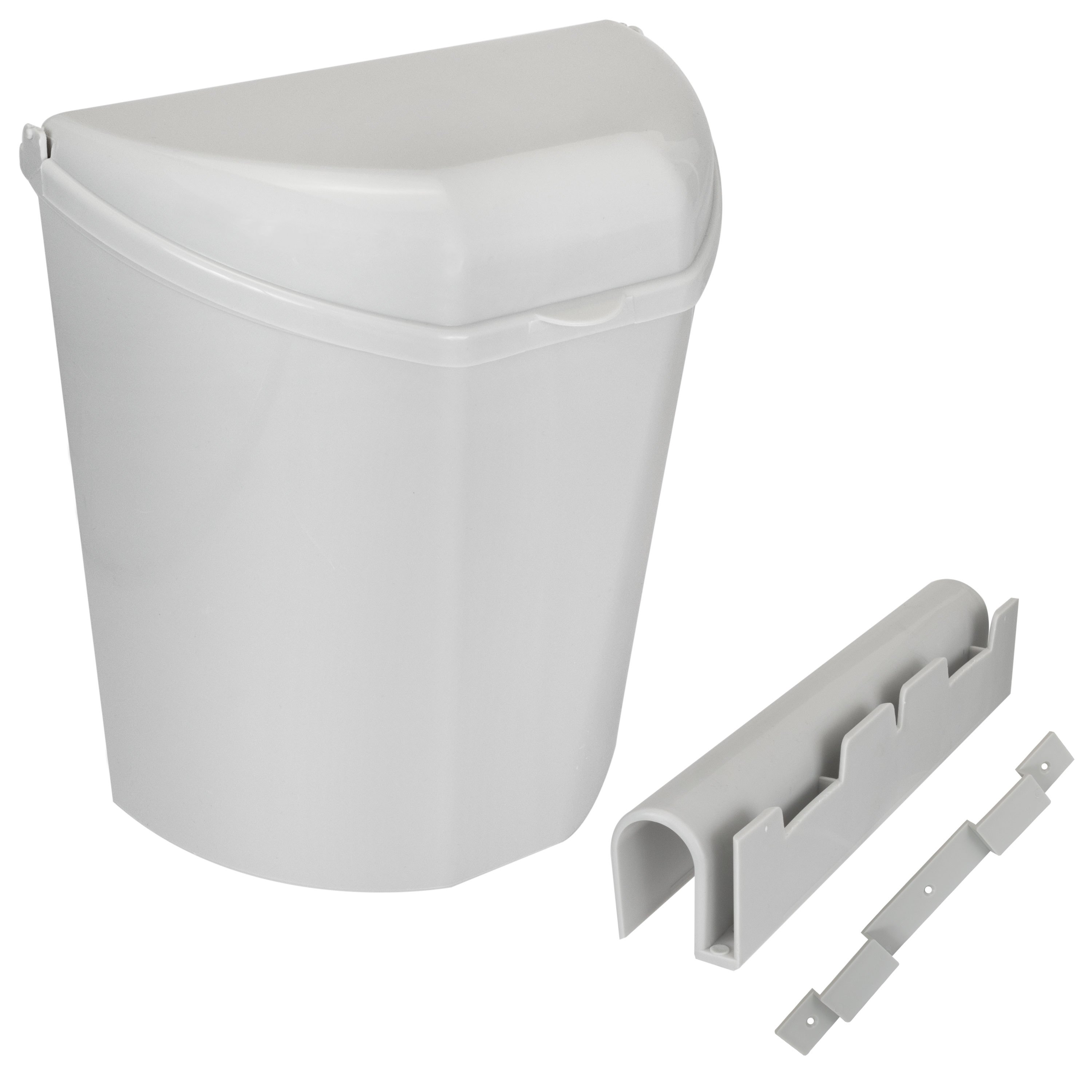 Image of Trash Can 26x29cm For Camping Kitchen - 7 Liter - Grey - Hanging Trash Bin On Rails Cabinet Doors Wall Mount Waste Bin With Brackets