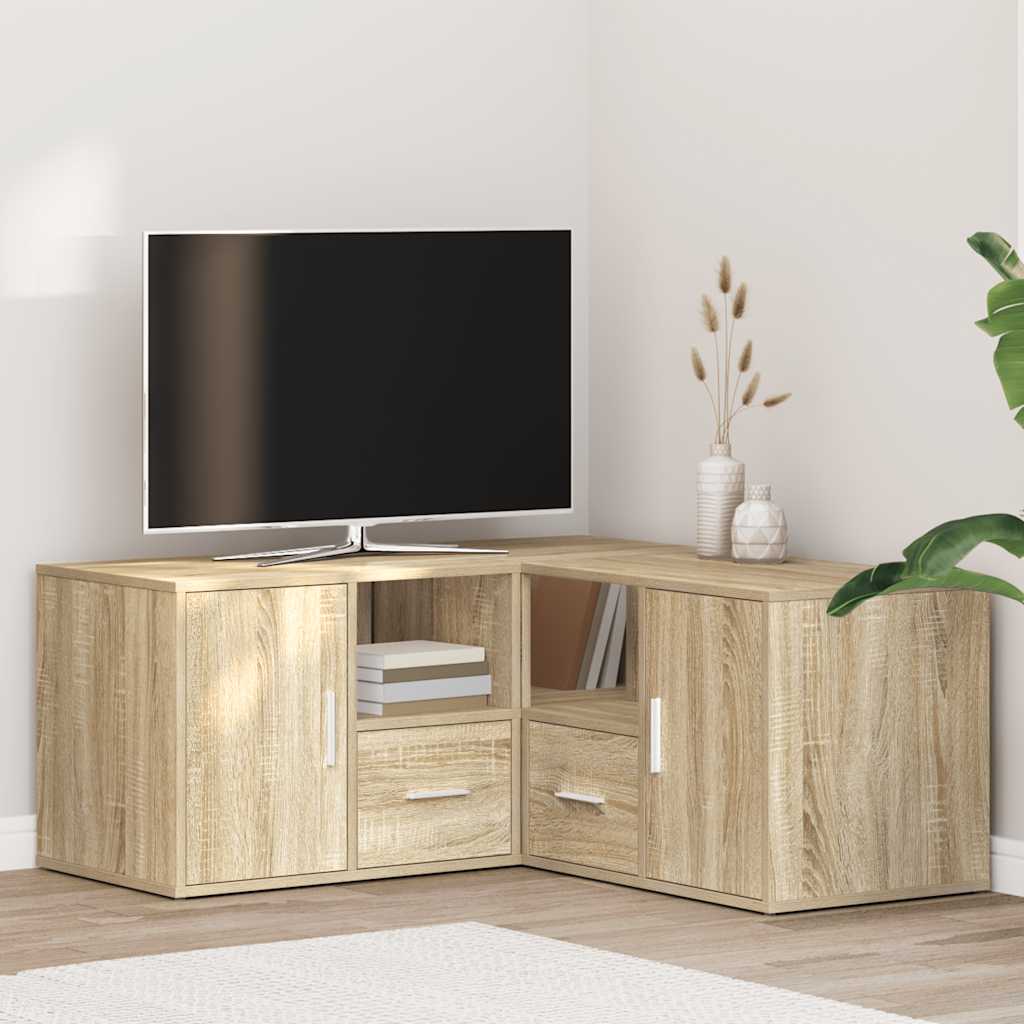 Image of Vidaxl Corner Shelf, Corner Cabinet 2 Assembly Options, Cabinet With Storage Space, Storage Cabinet Vitrine For Living Room, Oak Wood Material