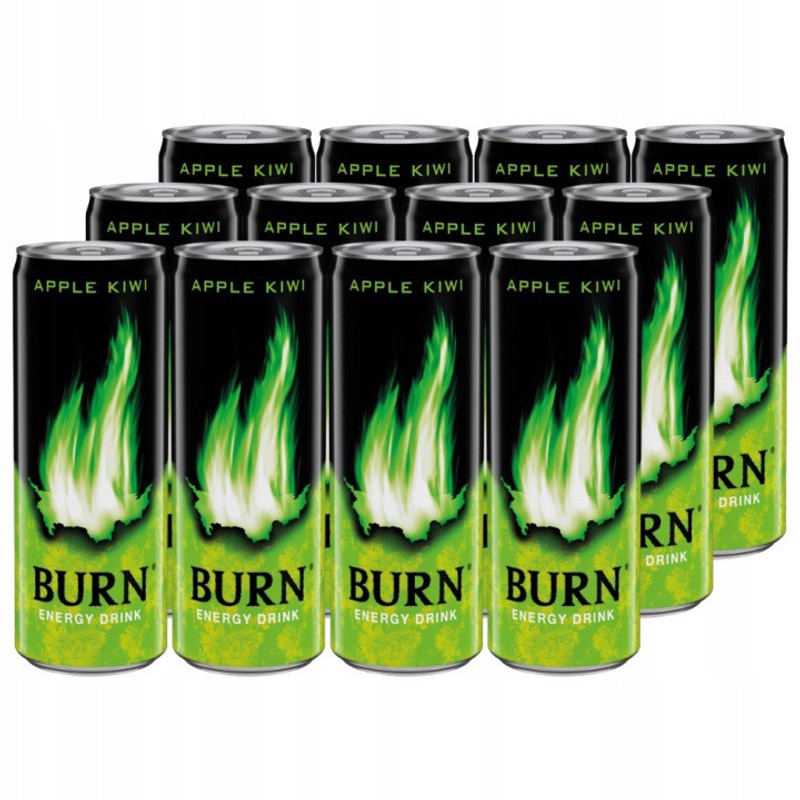 Image of Burn Kiwi Carbonated Energy Drink With -kiwi Flavor Drs 250 Ml X 12 Pieces