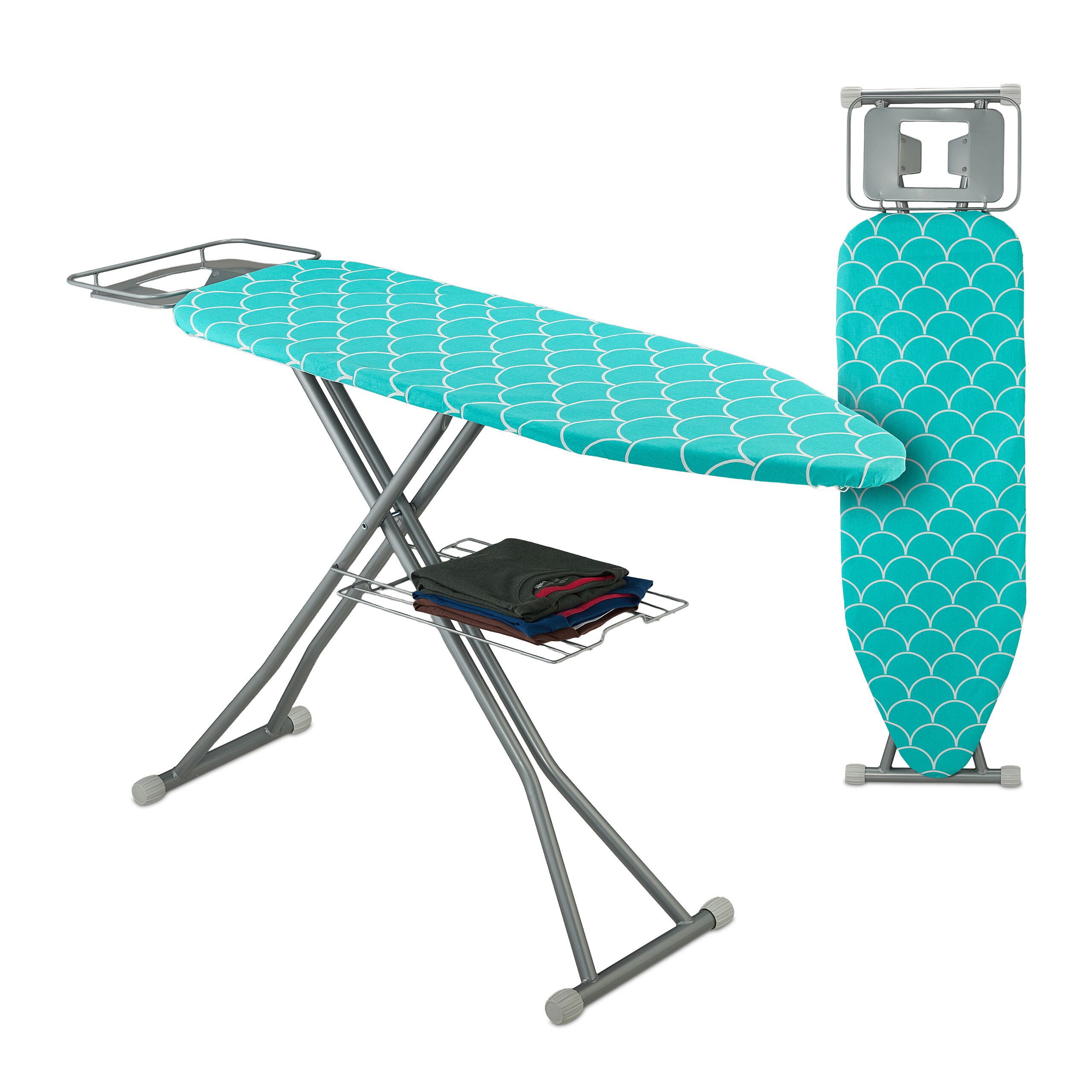 TEMU Tabla de planchar plegable, regulable , 122 x 39.5 cm, acero y algodón, extraíble lavable, con soporte para plancha, para lavadero, dormitorio y