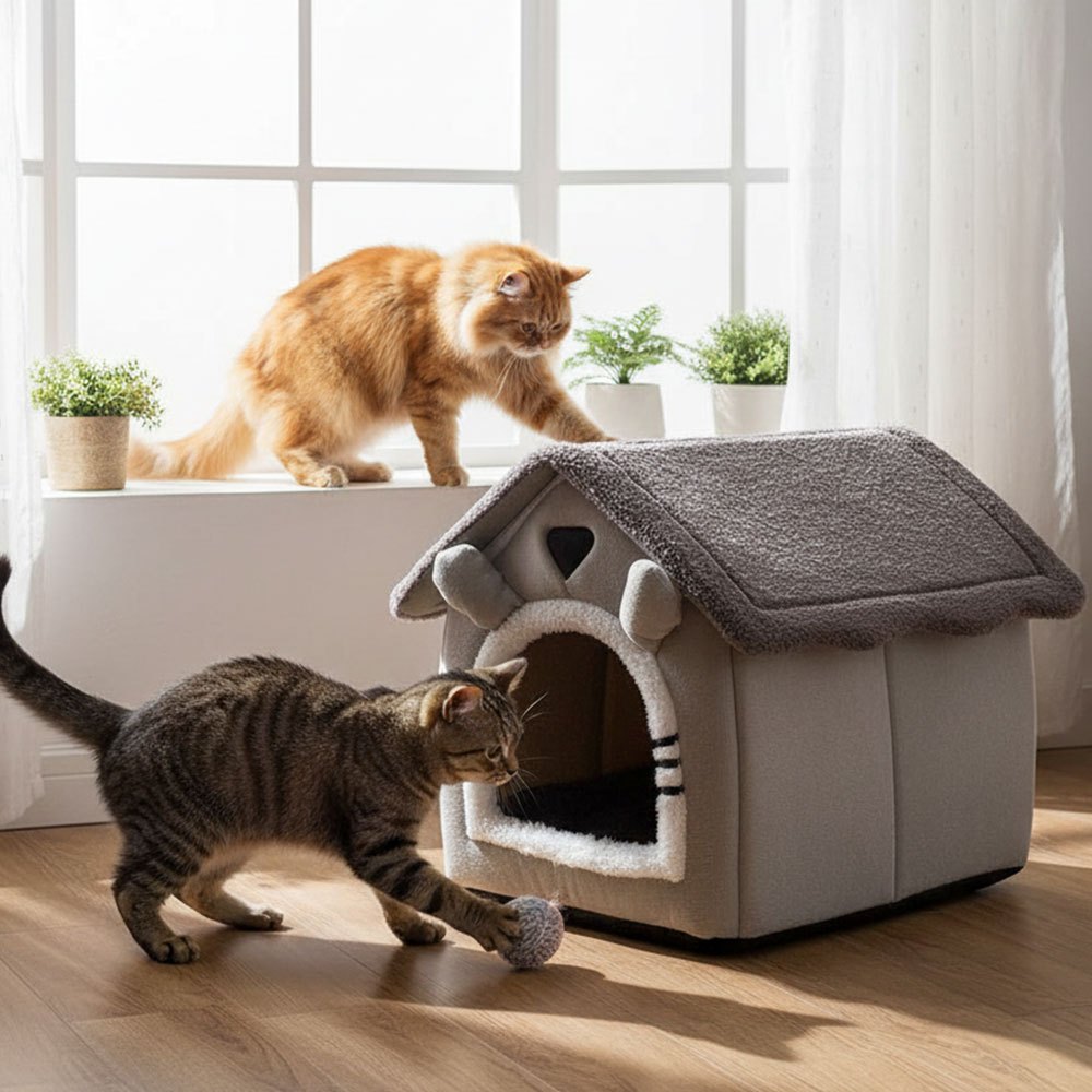 TEMU Dog House Indoor Cat House Warm And Cosy Cat Bed Cave Foldable Pet Bed Comfortable Dog Nest Portable Pet Cushion For Dogs And Cats With Non-slip