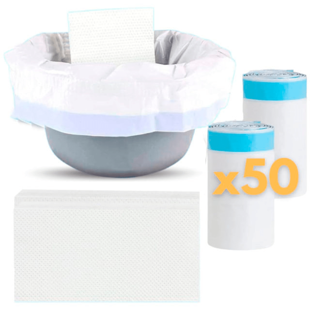 TEMU Pack Bolsas Desechables para Inodoro con Absorbente - Pack Bolsas Higiénicas para WC con , Bolsas Impermeables con Absorbente, Ajuste universal,