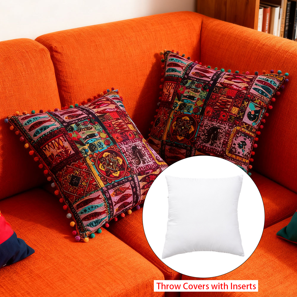 TEMU Set Of 2,4 North Africa Morocco Pillows 18x18 Inch, Linen Texture, Double-sided Pattern Polyester Pillow Inserts Included Suitable For Indoor