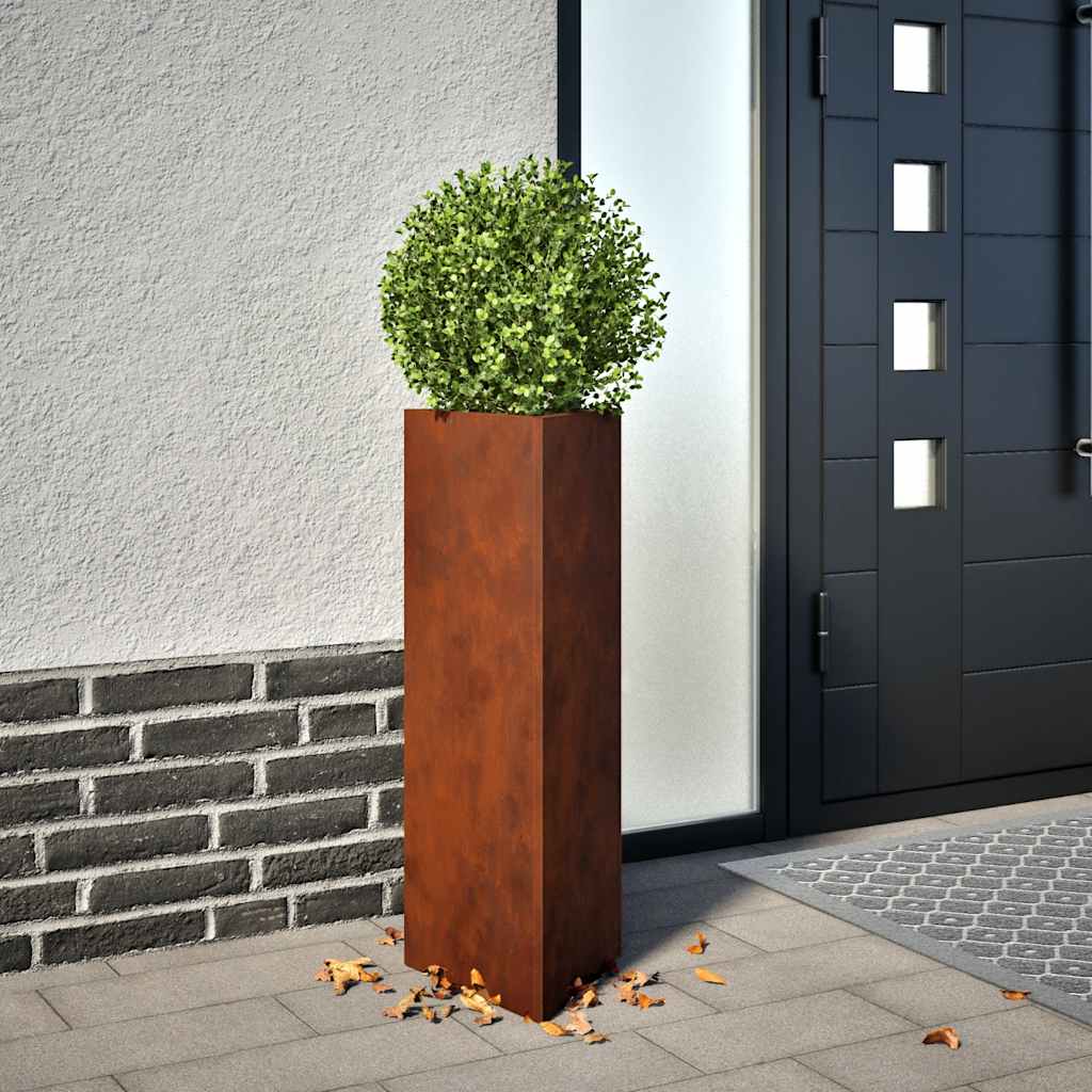 Image of Plant Pot Set Of 2, Flower Pot With Base, Planter Box For Garden, Balcony, Terrace, Triangular Weather-resistant Steel Planter