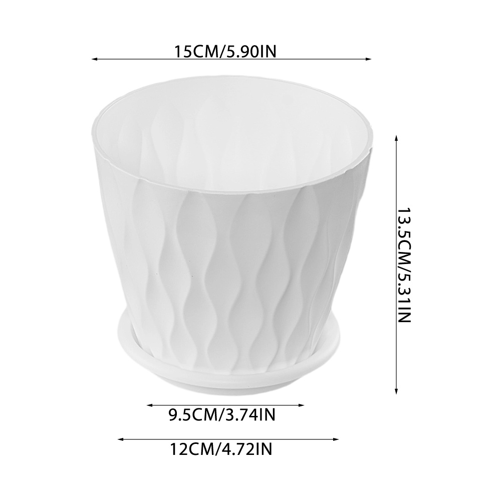 Flowerpots Set of 6, 6inch Ripple Finish with Matching Saucers