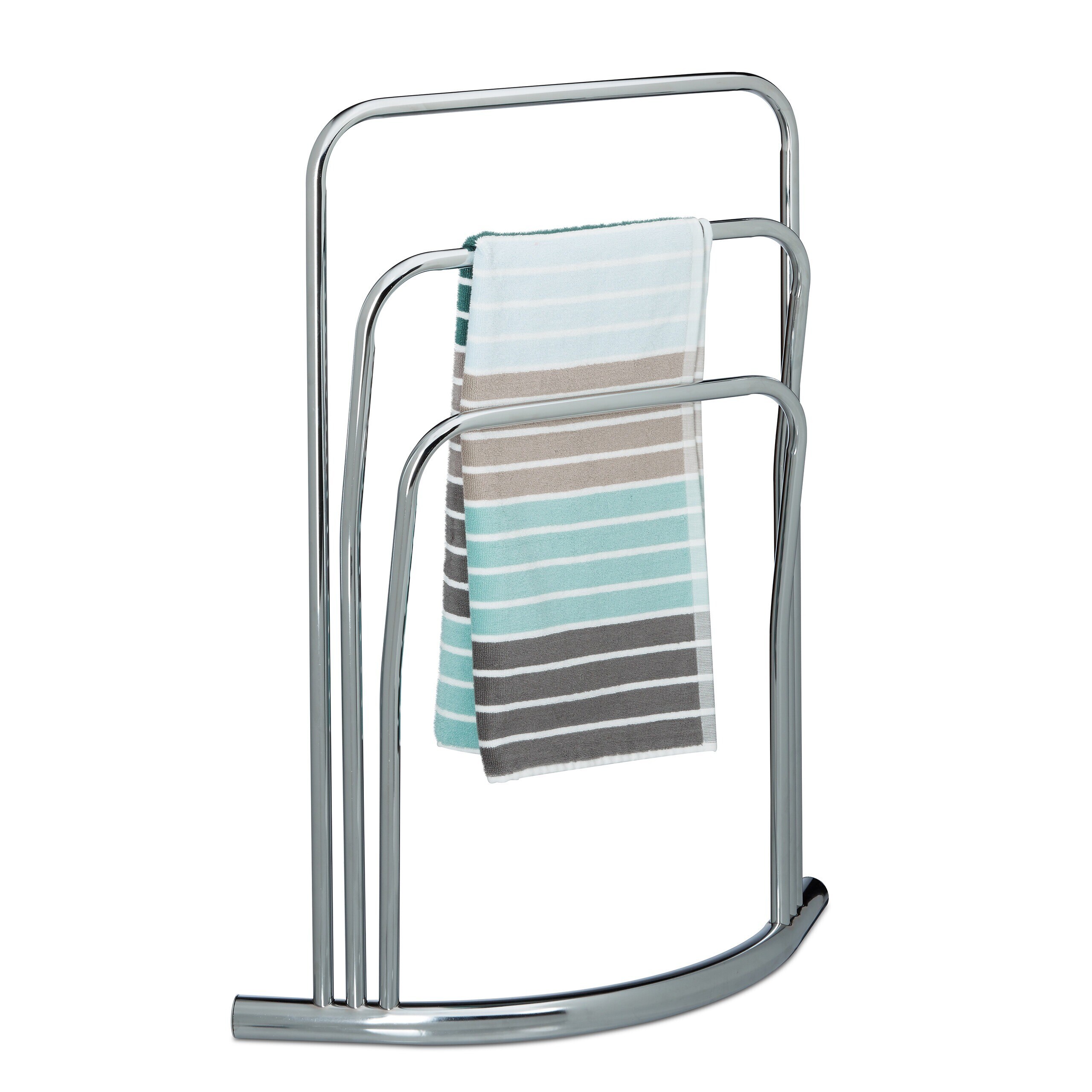 TEMU Porte-serviettes 3 barres, 85 x 20 cm, métal chromé acier inoxydable, argenté, , sur pied perçage, pour salle de bain, chambre et dressing,
