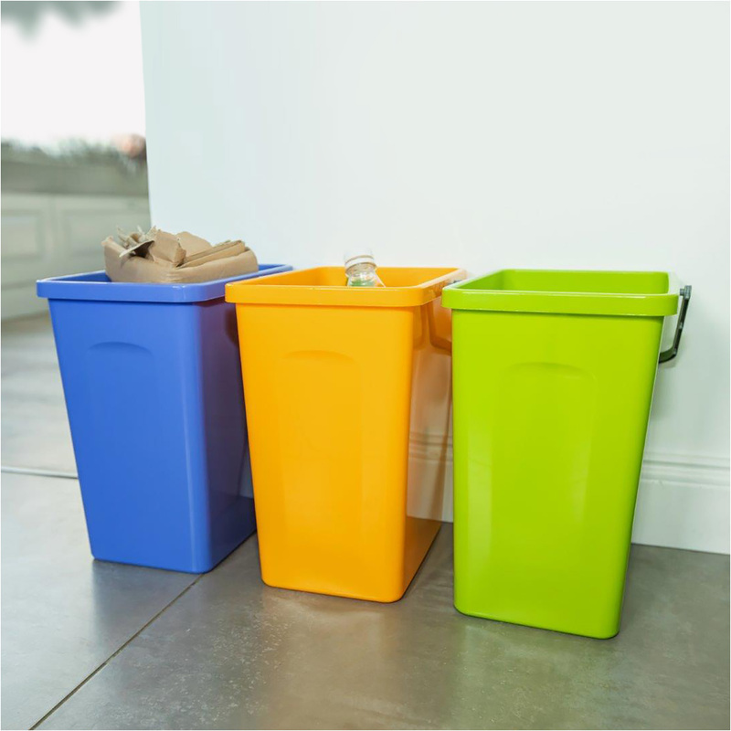 Image of 3-piece 10l Plastic Waste Sorting Bin Set With Lids, Colorful Recycling Bins For Home, Office, Or Kitchen, Practical And Durable Lightweight Waste Containers For Efficient Waste