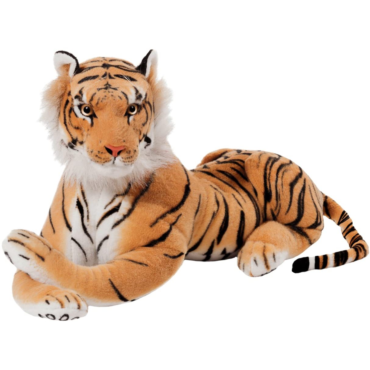 Brubaker Tiger Plush Toy - Lying Stuffed Animal - Brown