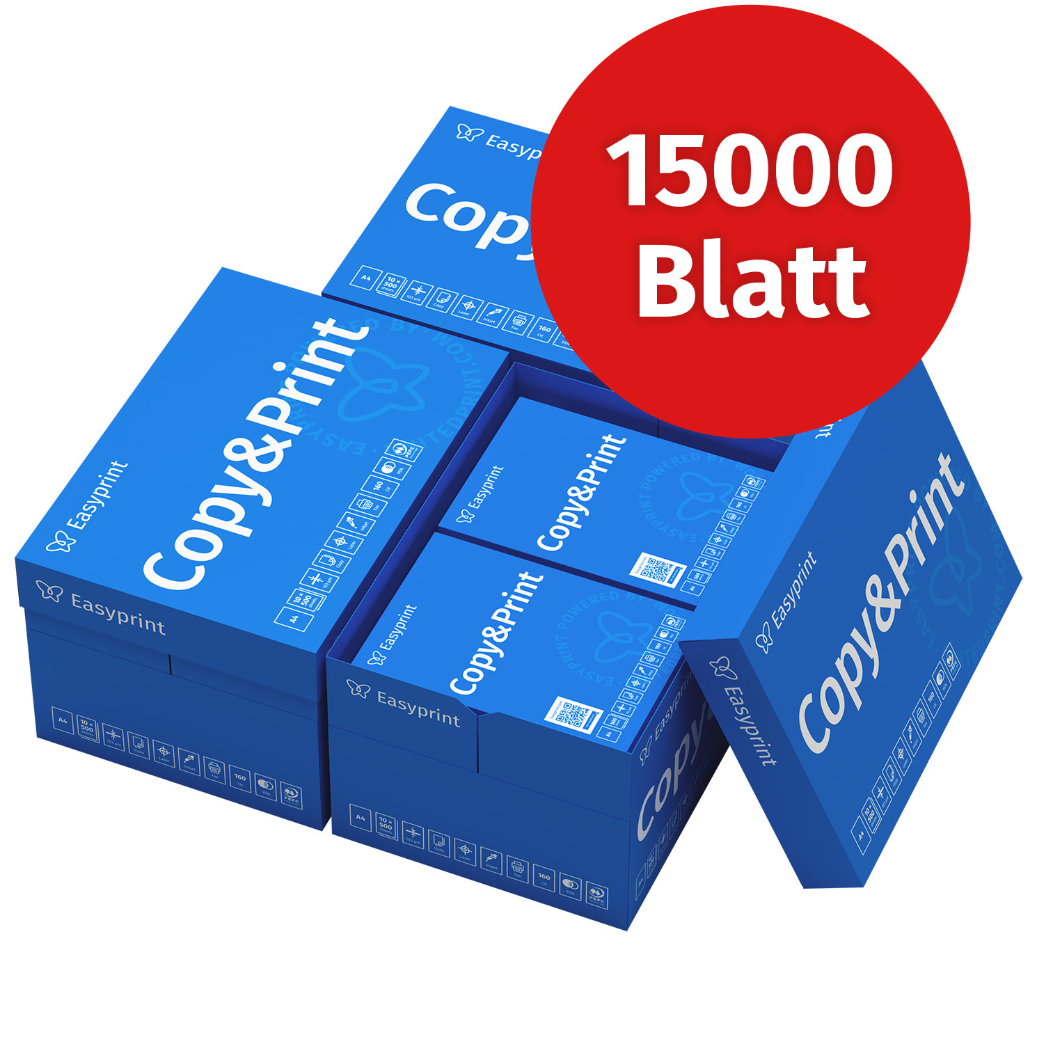Easyprint Printer Paper Copier Paper 15000 Sheets 30 X 500 A4 -white Cie 160 Pefc Certified