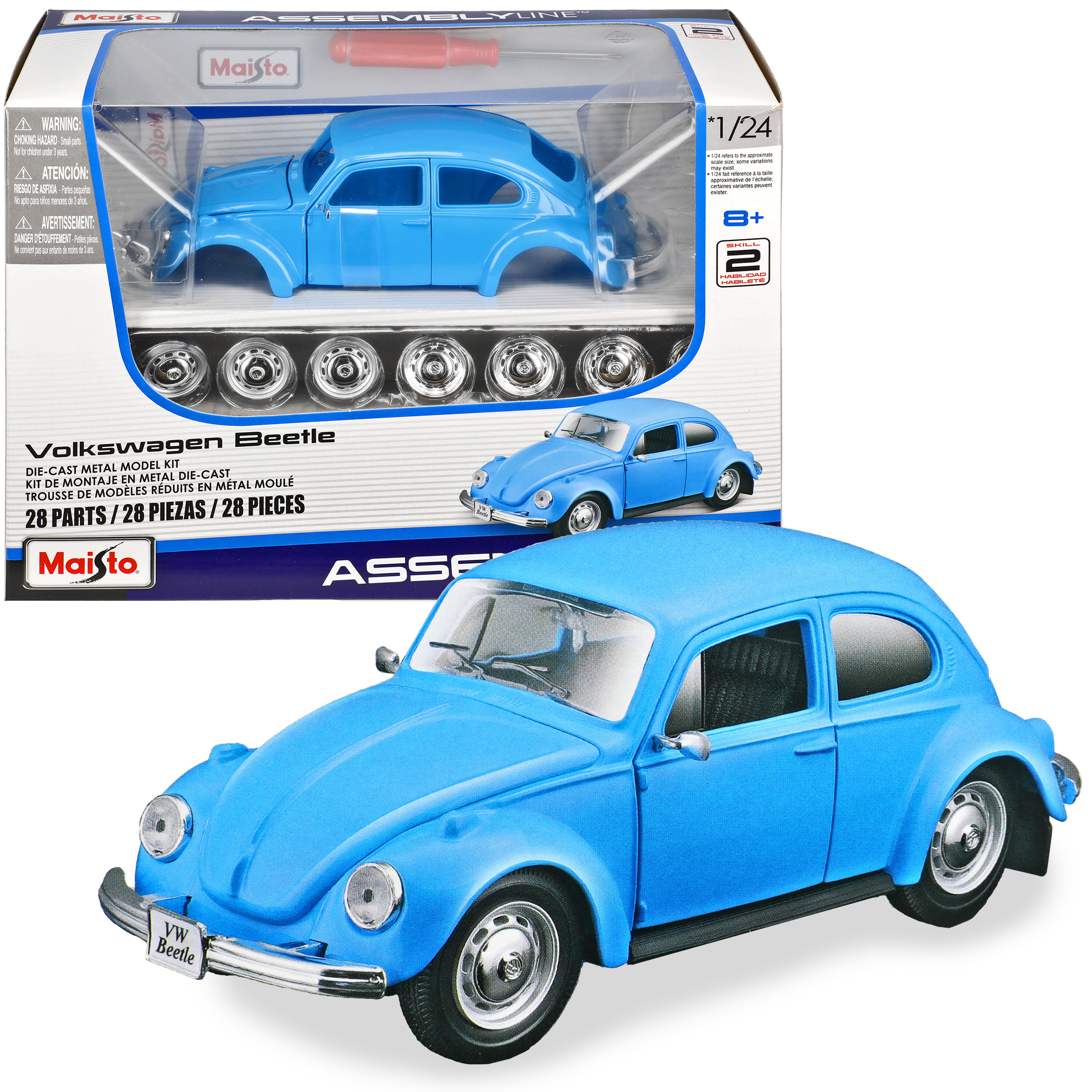 Vw Coupe Blue Model Car Kit 1/24 Maisto Scale