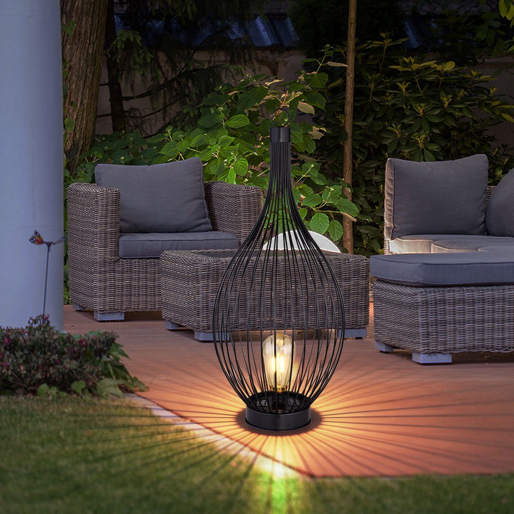 Image of Solar Standing Lamp, Outdoor Accent Light, Terrace And Balcony Lamp, Ip44 Battery-powered Metal Rods Curved , 1x Warm White Led, Dxh 25x57 Cm