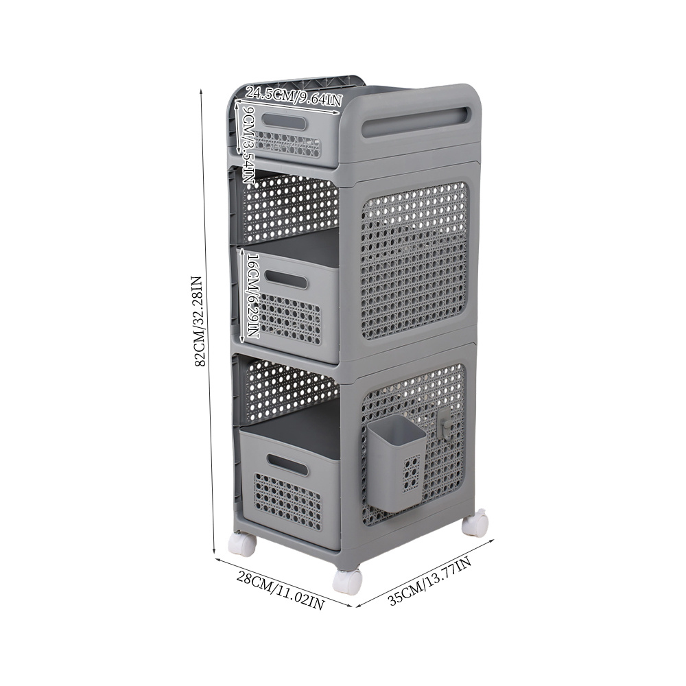 3-Tier Portable Mobile Utility Shelving Unit with Lockable Castors