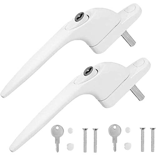 2pcs upvc window handle lockable window handle aluminum white universal espag handles with key with 43mm spindle length for indoor and outdoor upvc window