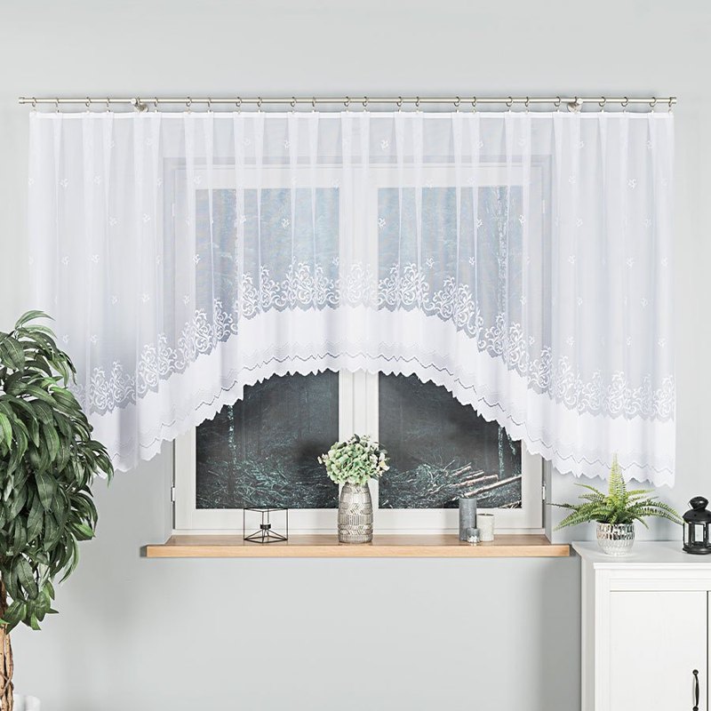 Genovefa - Jacquard Curtain With A Hem At - 450x140 Cm - White