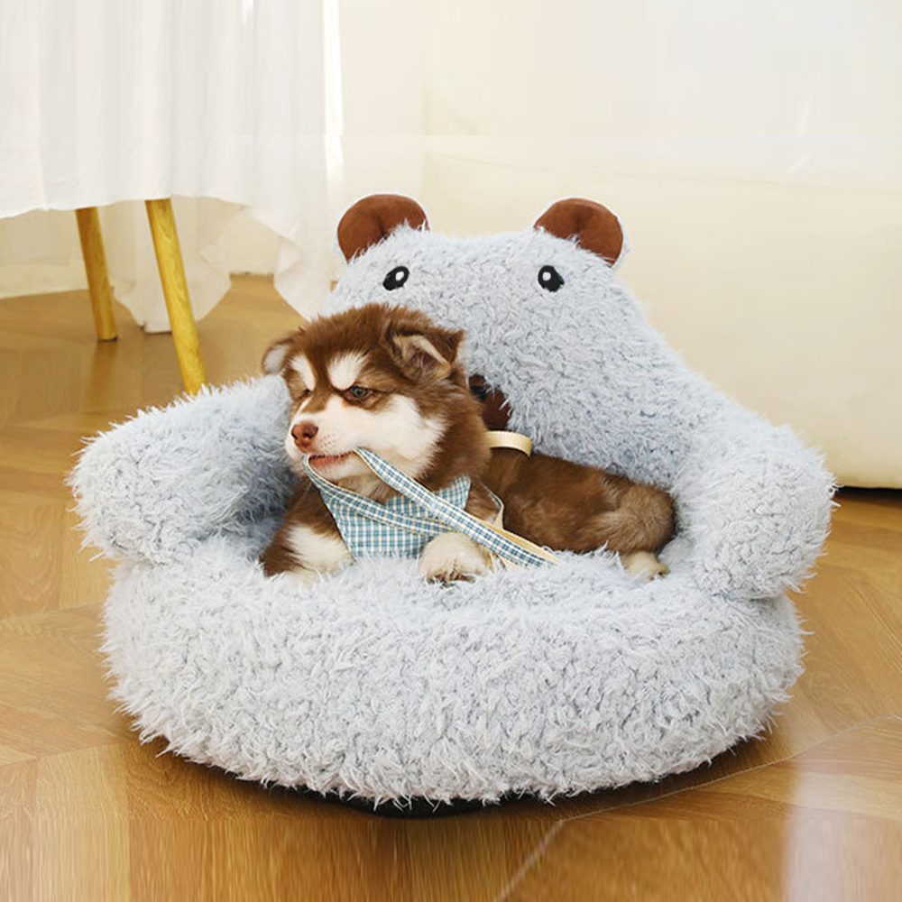 Alpaca-Shape Round Pet Couch, Soft Cat Nest Cave