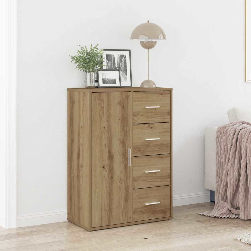 Vidaxl Stylish Solid Oak Sideboard Contemporary Buffet Table With Adjustable Shelves And Drawers Elegant Handcrafted Finish For Dining Room Living Room