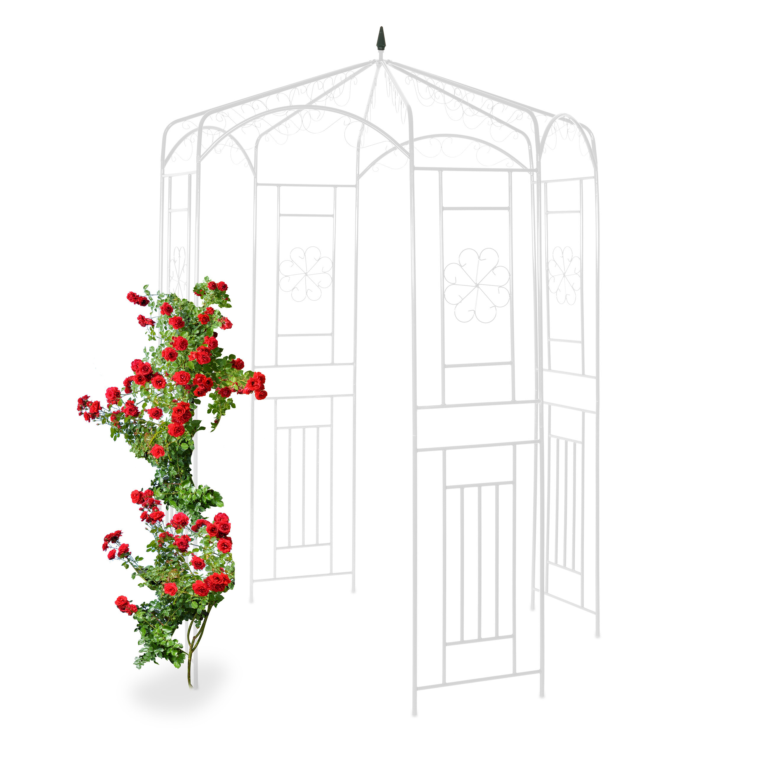 Image of Rose White, Metal, 250 X 160 X 160 Cm, Powder-coated, Floral Decorations, Decorative Tip, Free-standing Trellis, For Garden, Seating Area And Climbing Plants, Trellis, Rose Trellis, Garden , Relaxdays