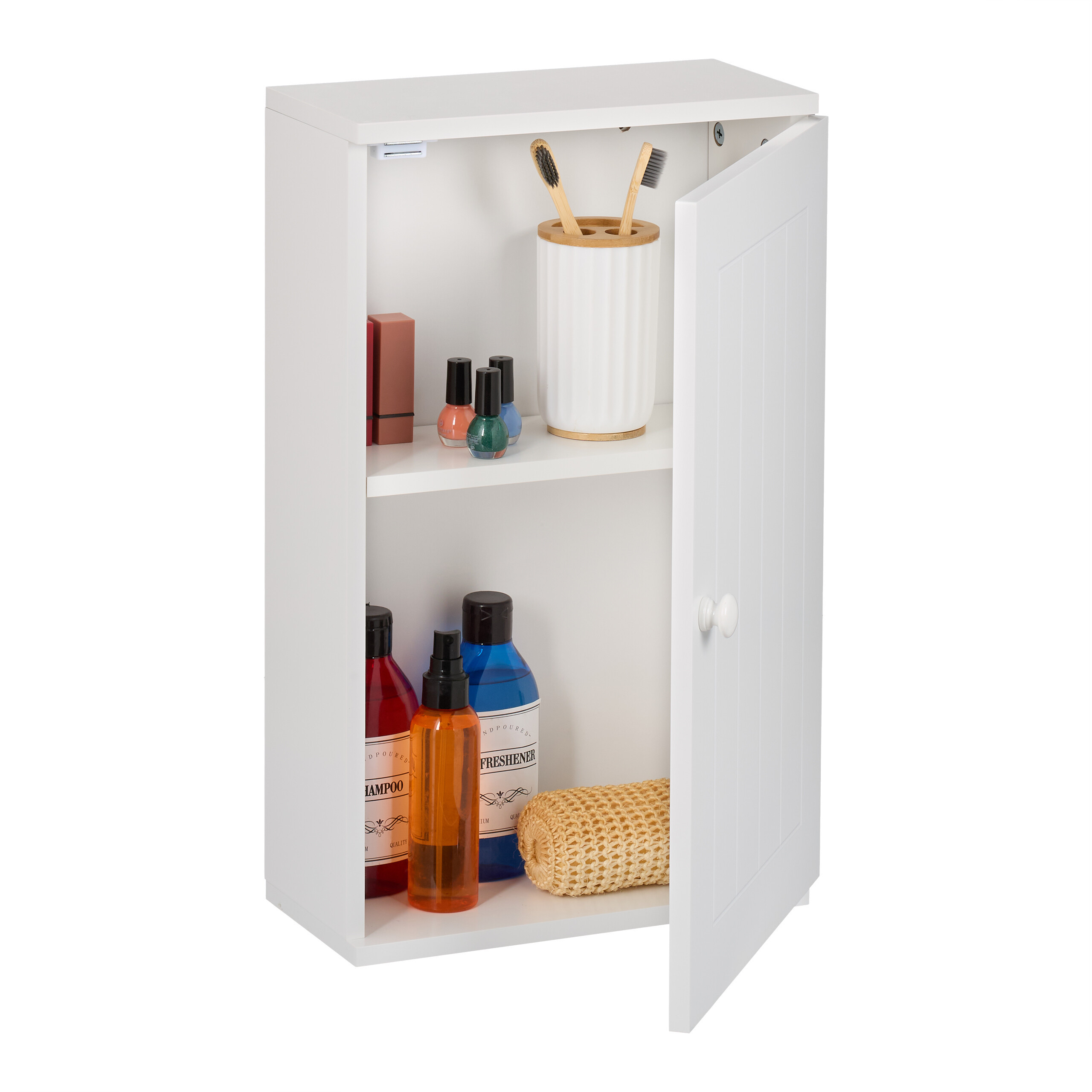 Image of White Bathroom Cabinet - (w)30 X (h)50 X (d)15.5 Cm