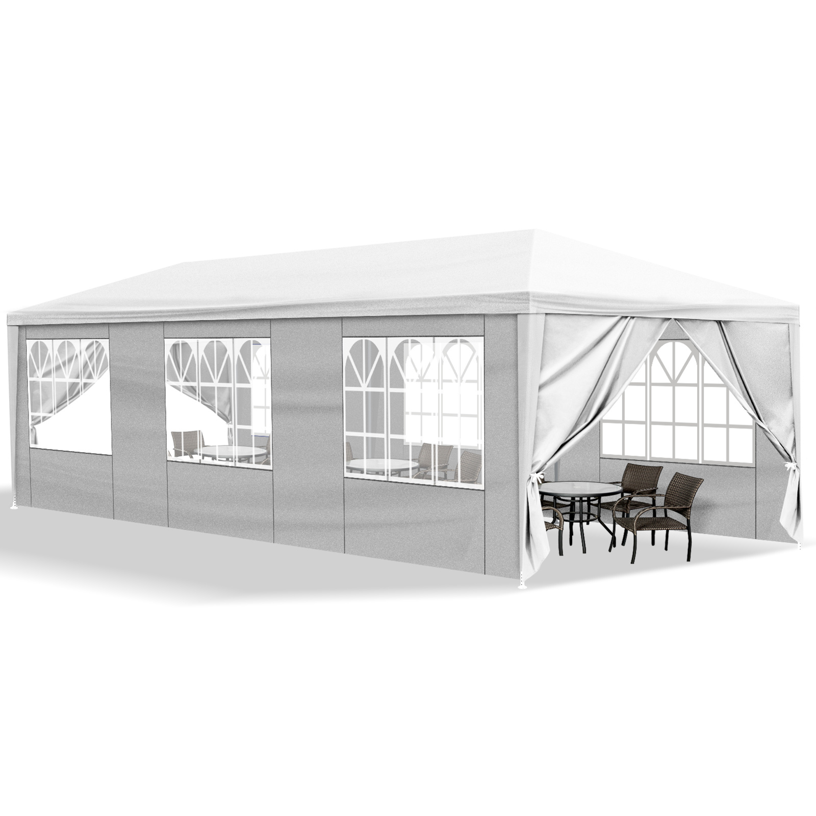 Bonnlo Pop-up , Folding 3x9m, Waterproof Party Tent With 8 Walls, Garden For Outdoor Wedding, Garden, Camping, Party, White (3 X 9m With 8 Walls)