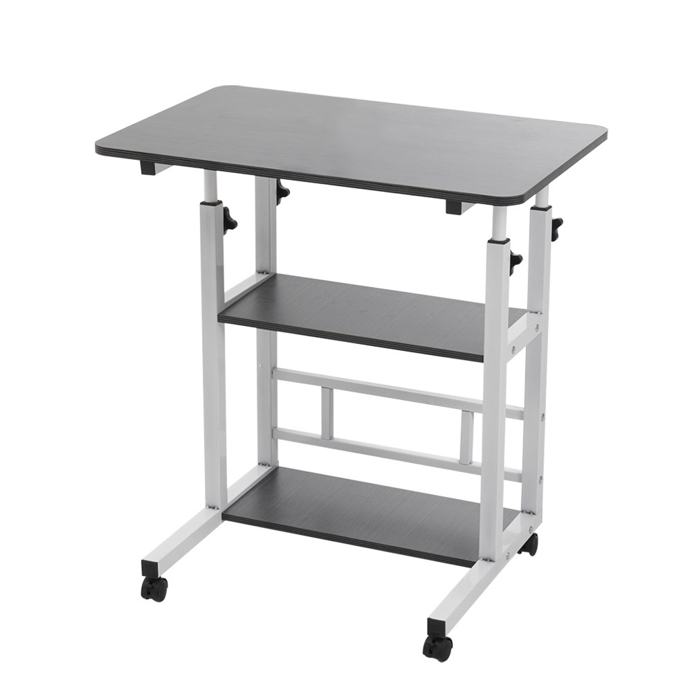adjustable height mobile computer desk for small space rolling writing with wheels corner home office study portable bedrooms work laptop table study gaming desktop workstation 2 shelves for home office furniture storage gaming table size w   x l   x h   90cm